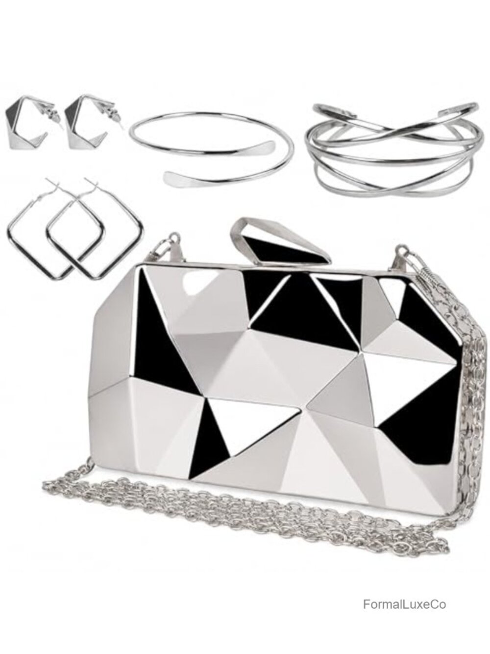 Small Metallic Evening Clutch Purse for Wedding Party Dressy Handbag